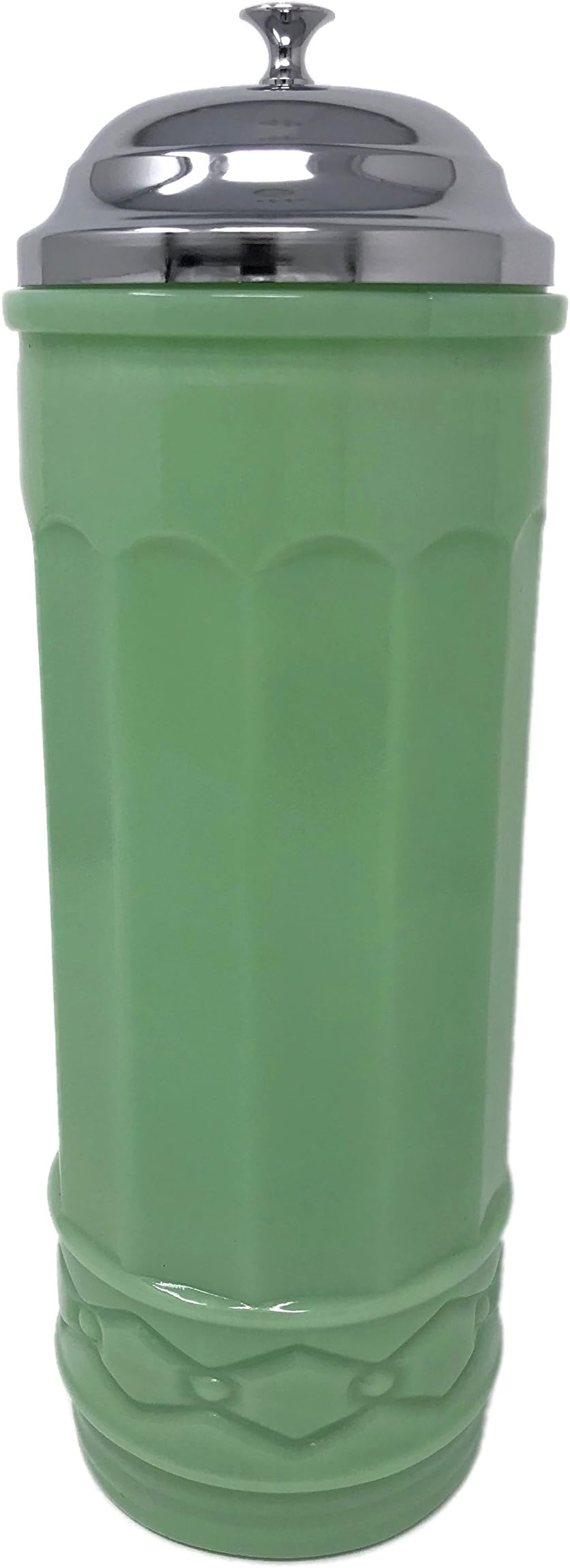 Straw Dispenser Holder with Metal Lid Reproduction Glass (Jadeite)