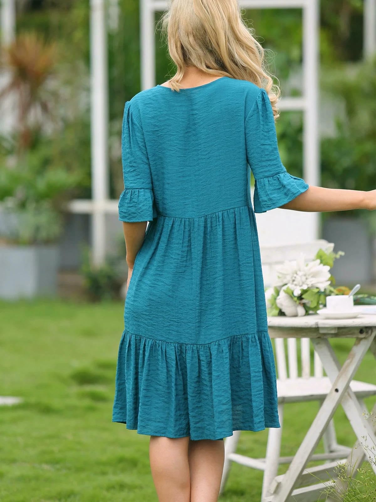 Robe Robe À Manches Courtes Décontractées De Couleur Fond