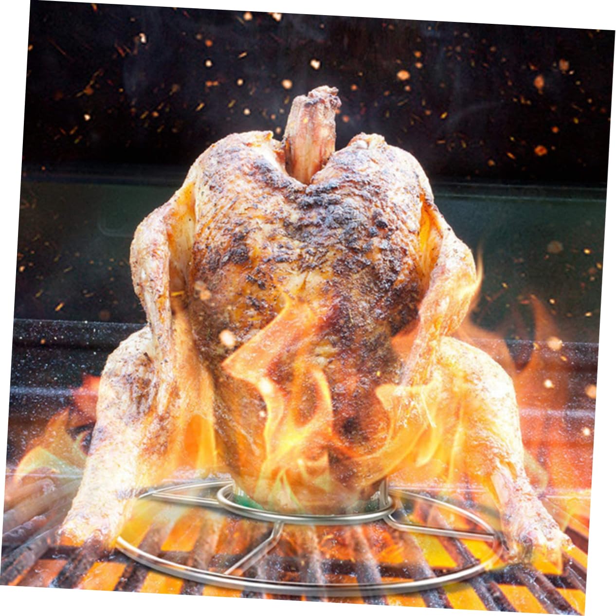 BESTonZON 2pezzi Pollo Resistente in Inossidabile Supporto per Pollo Arrosto per BBQ Supporto per da Barbecue per Picnic all