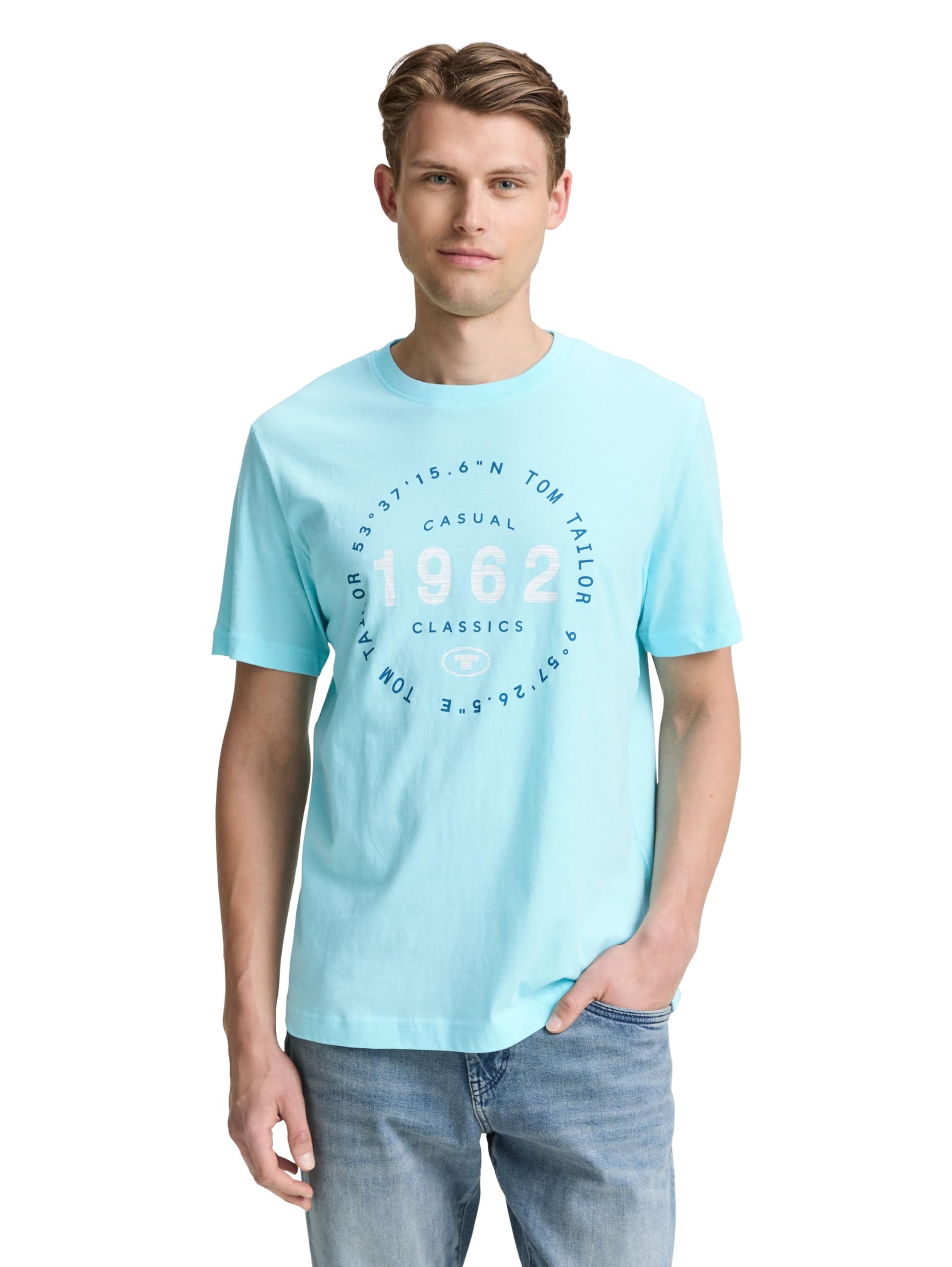 TOM TAILOR Men's T-Shirt, 34921 - Caribbean Turquoise, XS