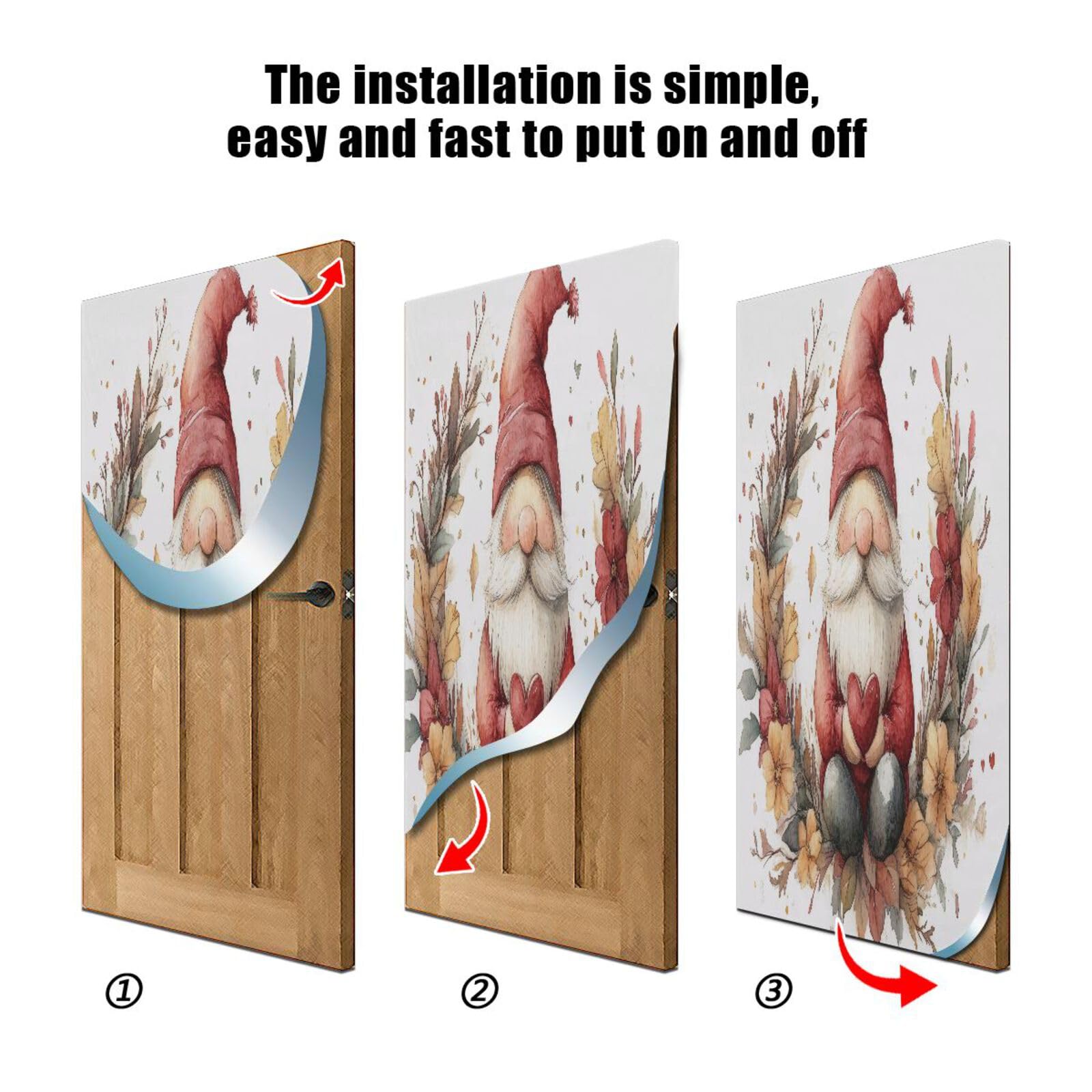 FLildon Valentine's Day Gnome Heart Door Cover Decoration, Party Accessory Porch Decor for Festive Ornament Room Door Covers 35 x 79 Inch