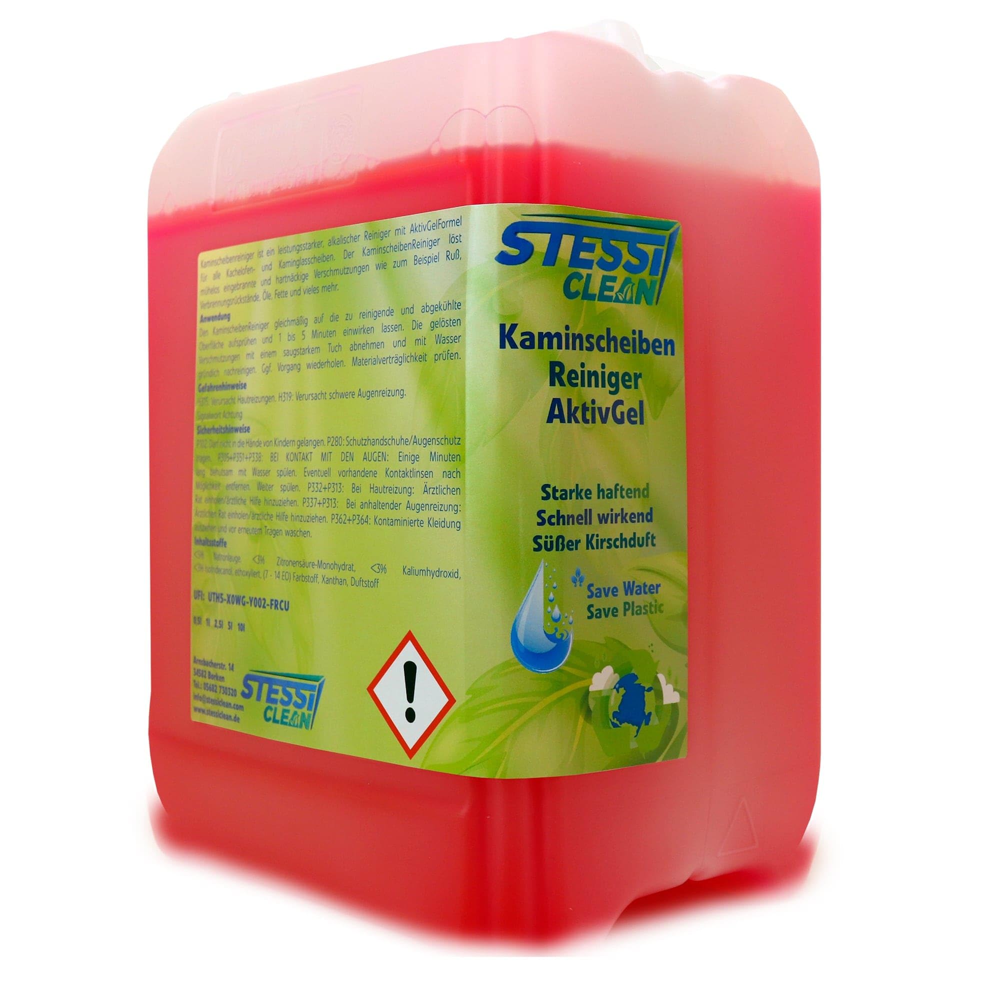 Kamin & Ofenglas Reiniger AktivGel | 25 Liter | Kaminscheibenreiniger für hartnäckigen Verschmutzungen | Kaminreiniger - Ofenreiniger | Kamin und Ofenglasscheiben | Ruß Reiniger