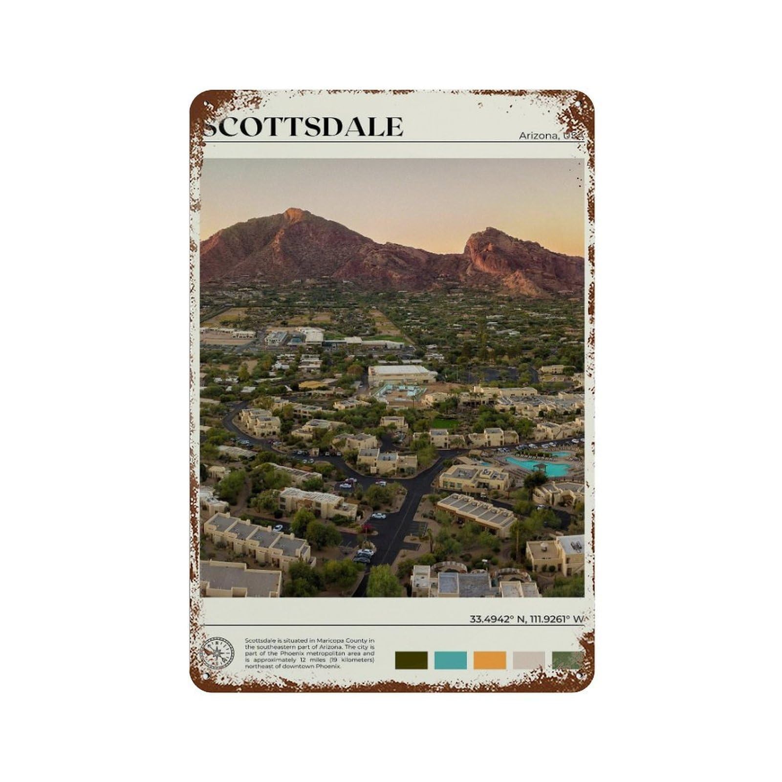 xiaoxiaoshen Real Photo Scottsdale Decor Wall Decor Art Metal Tin Poster Modern Home Decor Art Home Bar Shop Decorations Vintage Sign 30x20cm