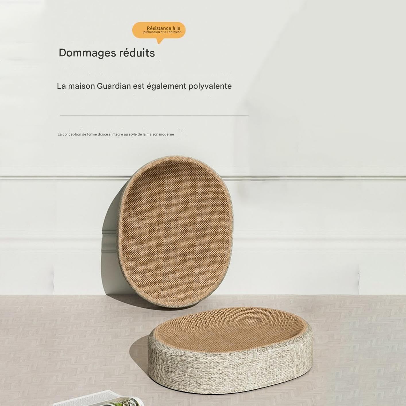 Griffoir Ovale Sisal - Griffe À Chat Salon Multifonction, Planche À Gratter pour Chat avec Base Antidérapante pour Jouer Et Se Reposer, Protège-Meubles Contre Les Griffures De Chats