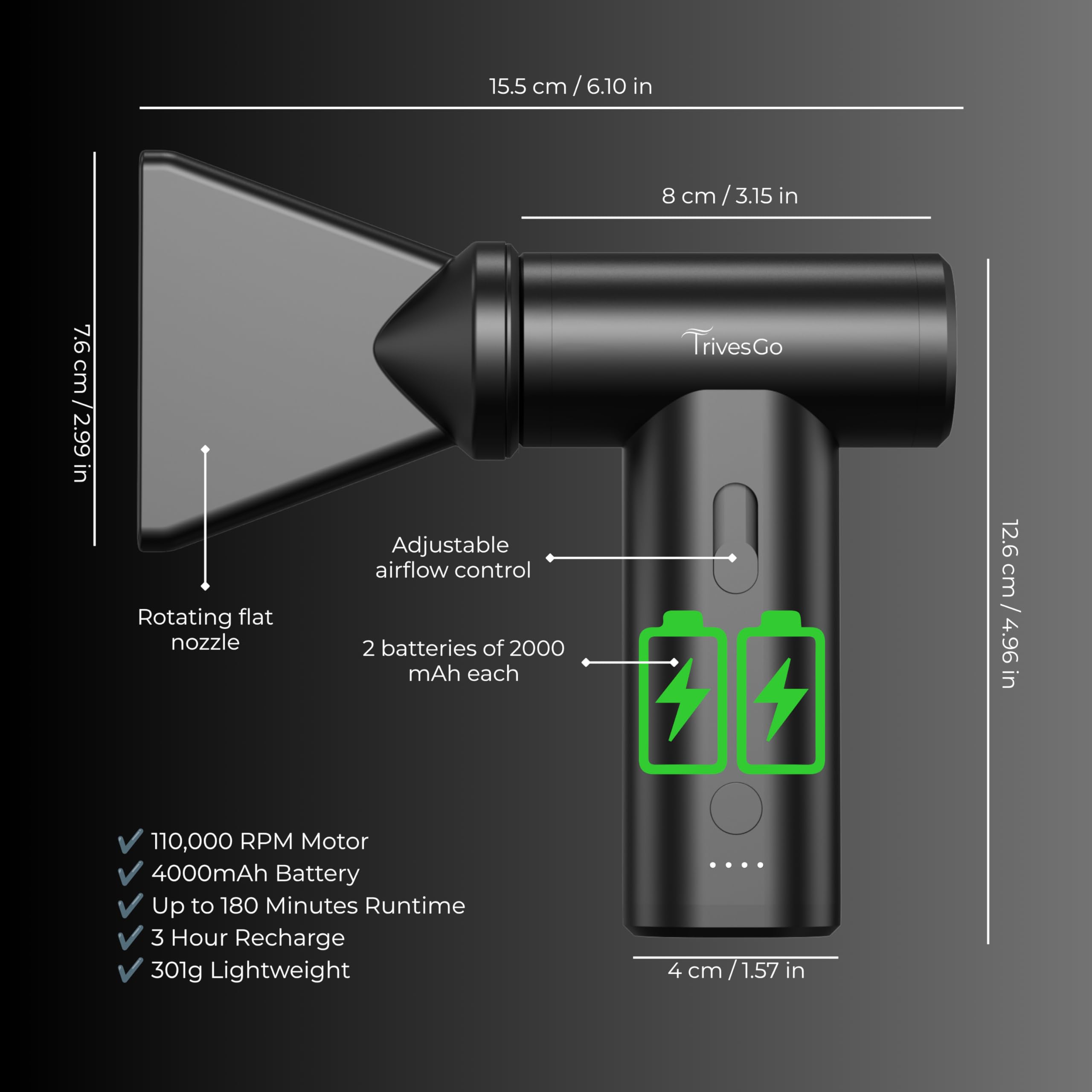 AIR Professional AirTouch Tool – Buse plate rotative pour AirTouch, balayage et mèches | Outil pneumatique de précision sans fil pour coloristes de cheveux | Comprend une poignée à cheveux et | Conçu spécifiquement pour les applications couleur AirTouch