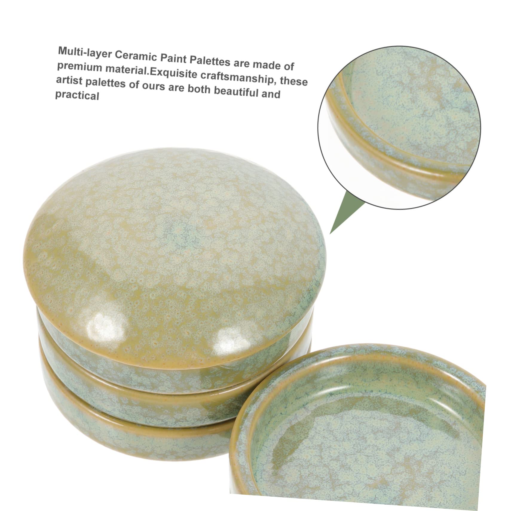 TEHAUX Palette en Céramique Verte à 5 Couches Empilable pour Peinture Plateaux de Pigments Pratiques et Multi-Couches, pour Artistes Débutants et Adultes