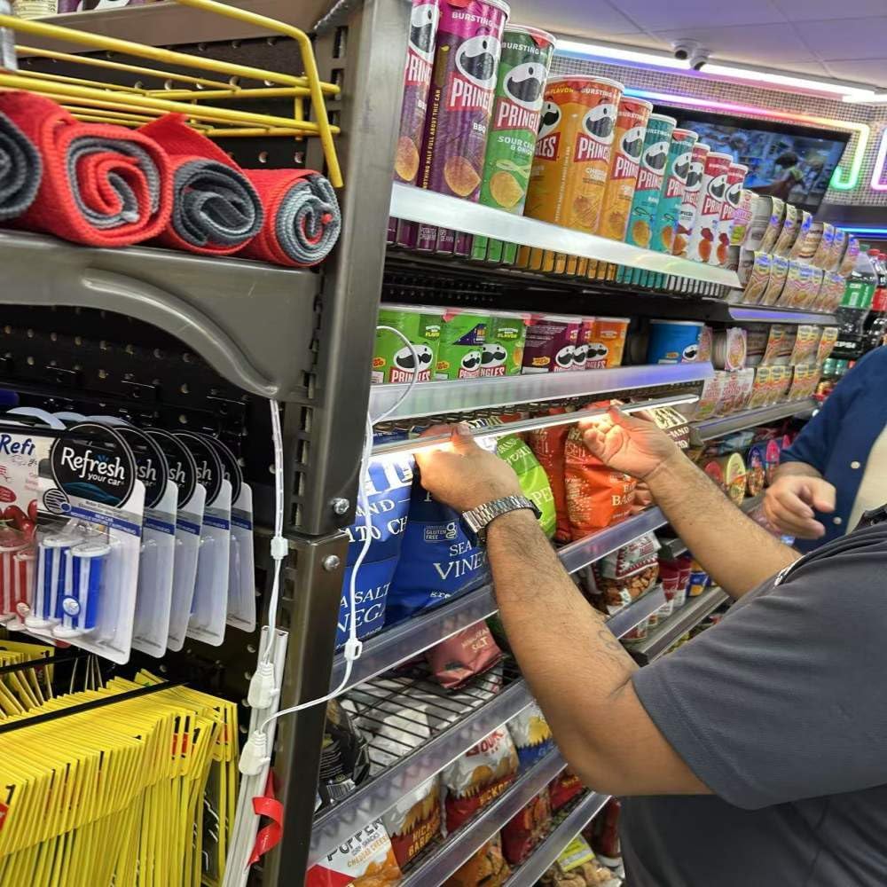Gondola Shelving Lights 48" kit with 4 pcs 6000K Pure White Light Bars, LED Driver and Accessories Suits for Super Market Retail Display Shelves via Magnets to fit Under Shelf (48“4PCS)