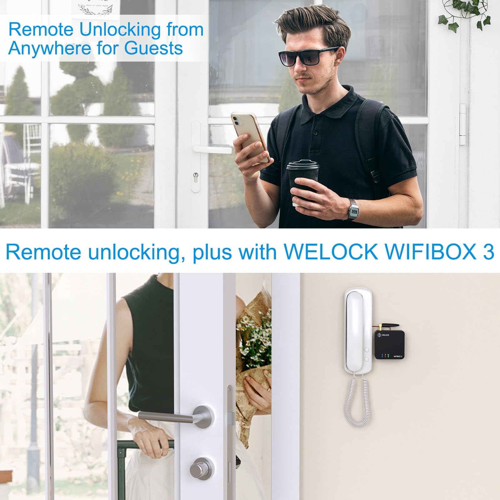 WELOCK SECBN51 Serratura smart Serratura Impronta Digitale, con scheda RFID,APP Serratura biometrica con WiFi,serratura elettronica cilindro,serratura con impronta digitale per la porta d'ingresso