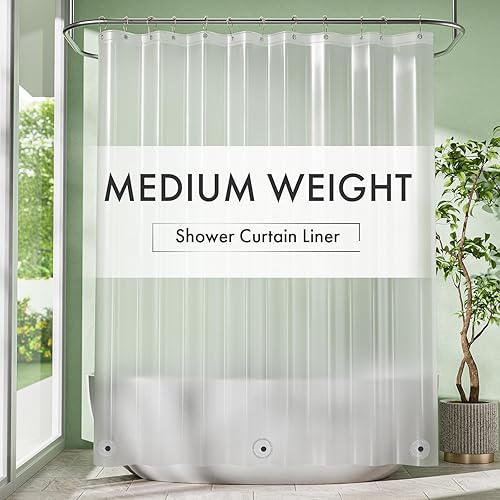 Miniatura 16 de Amazer Forro de cortina de ducha extra largo, 72 x 96 pulgadas, forro de ducha de plástico transparente PEVA, impermeable, peso medio, cortinas de