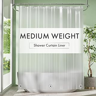 Amazer Frosted Shower Curtain Liner, 72x78 Plastic Shower Liner PEVA Medium Weight Inside Shower Curtain for Bathroom with Rustproof Grommets