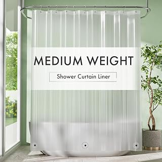 Amazer Frosted Shower Curtain Liner, 72x78 Plastic Shower Liner PEVA Medium Weight Inside Shower Curtain for Bathroom with Rustproof Grommets - Amazon product rated Grade A