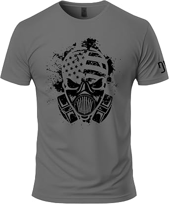 American Skull Mask T-Shirt - Ring-Spun Cotton Short Sleeve Tee for Men