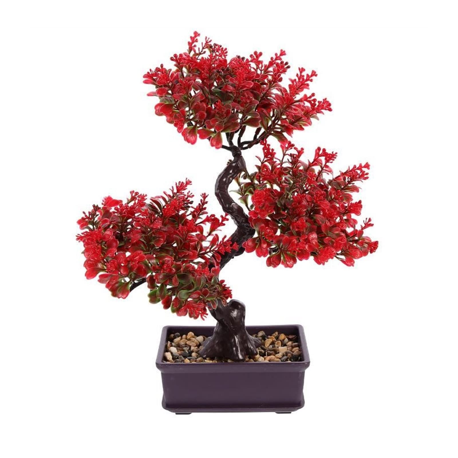 Bonsai artificiel en mini pot de fleur plante d'interieur verte pour decoration de bureau