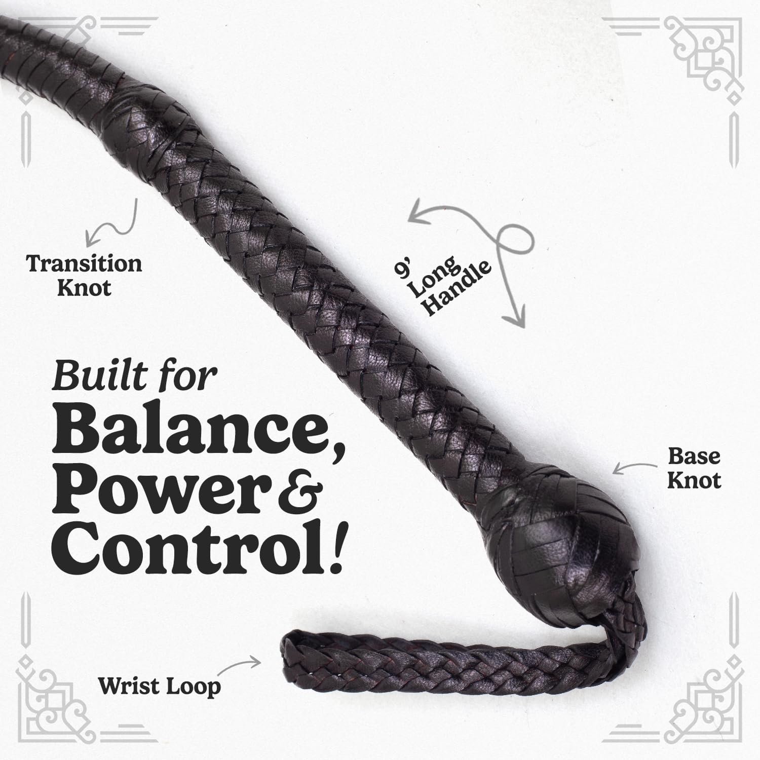 Bull Whip 06 to 16 Feet 12 Strands Real Cowhide Leather Equestrian Bullwhip Leather Felxible Belly & Leather Bolster Inside