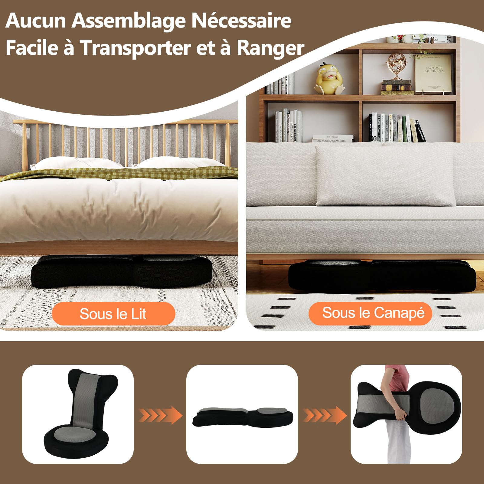 GOPLUS Fauteuil de Sol avec Appui-tête et Dossier Réglables, Assise Rembourrée en Mousse, Chaise Canapé Paresseuse Pliable pour Méditation, Lecture, Jeu,Charge 140 KG (Gris)