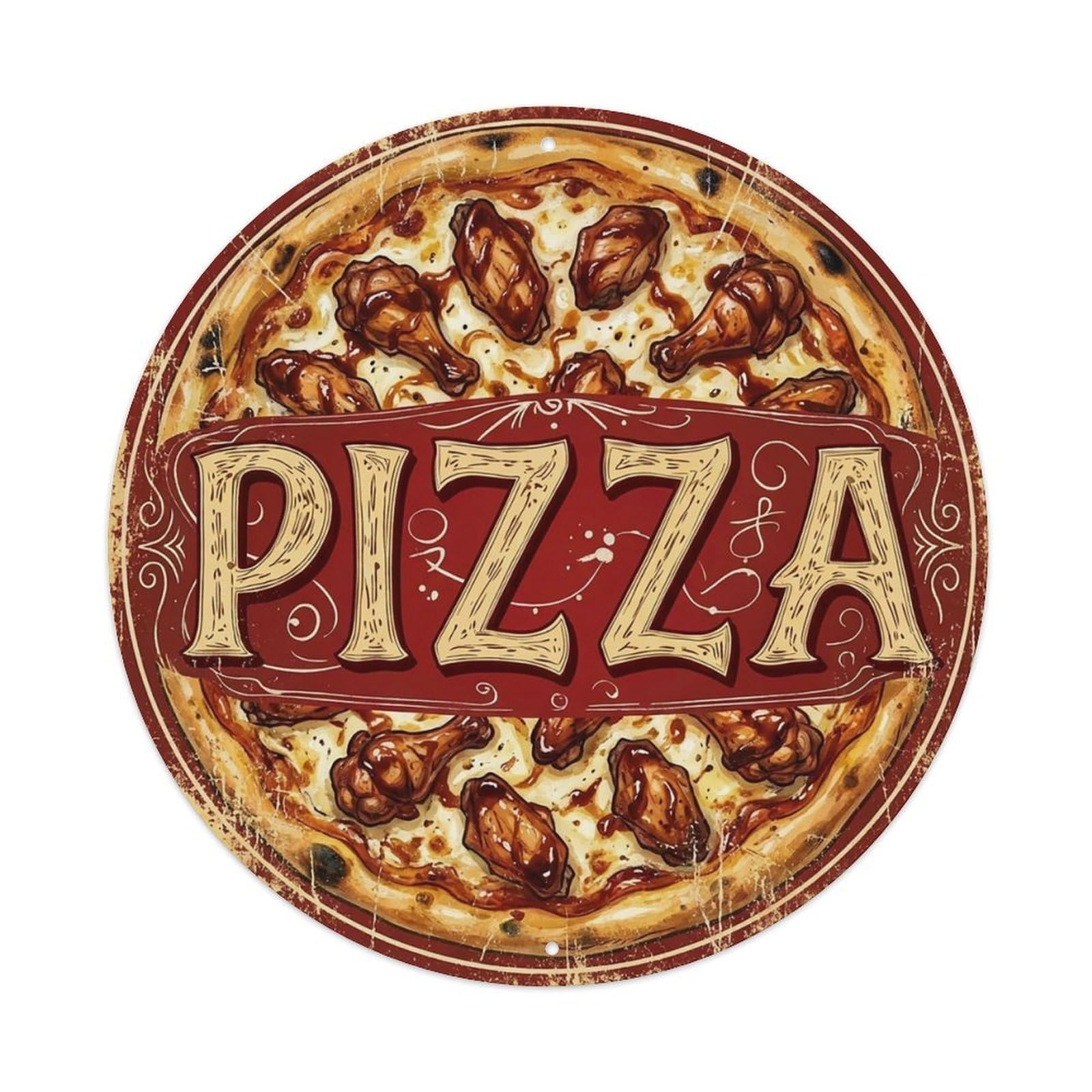 Yrnq 8X8inch Vintage Style Vintage Pizza Bbq Chicken Sauce Food Decoration Metal Tin Sign