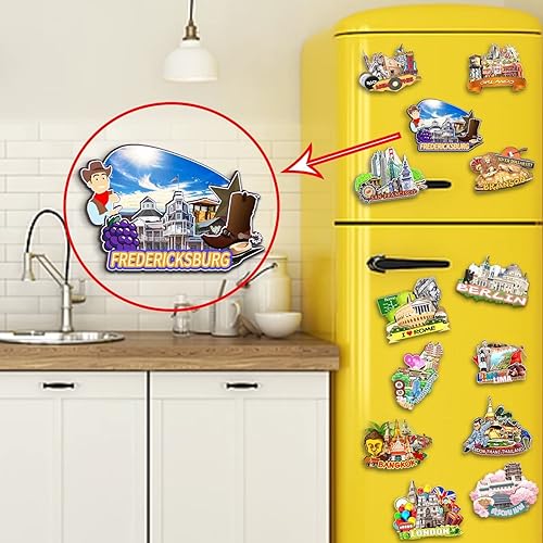 Miniatura 4 de Fredericksburg - Imán de madera para nevera, diseño de Texas USA en 3D, recuerdos coleccionables, decoración hecha a mano, 2