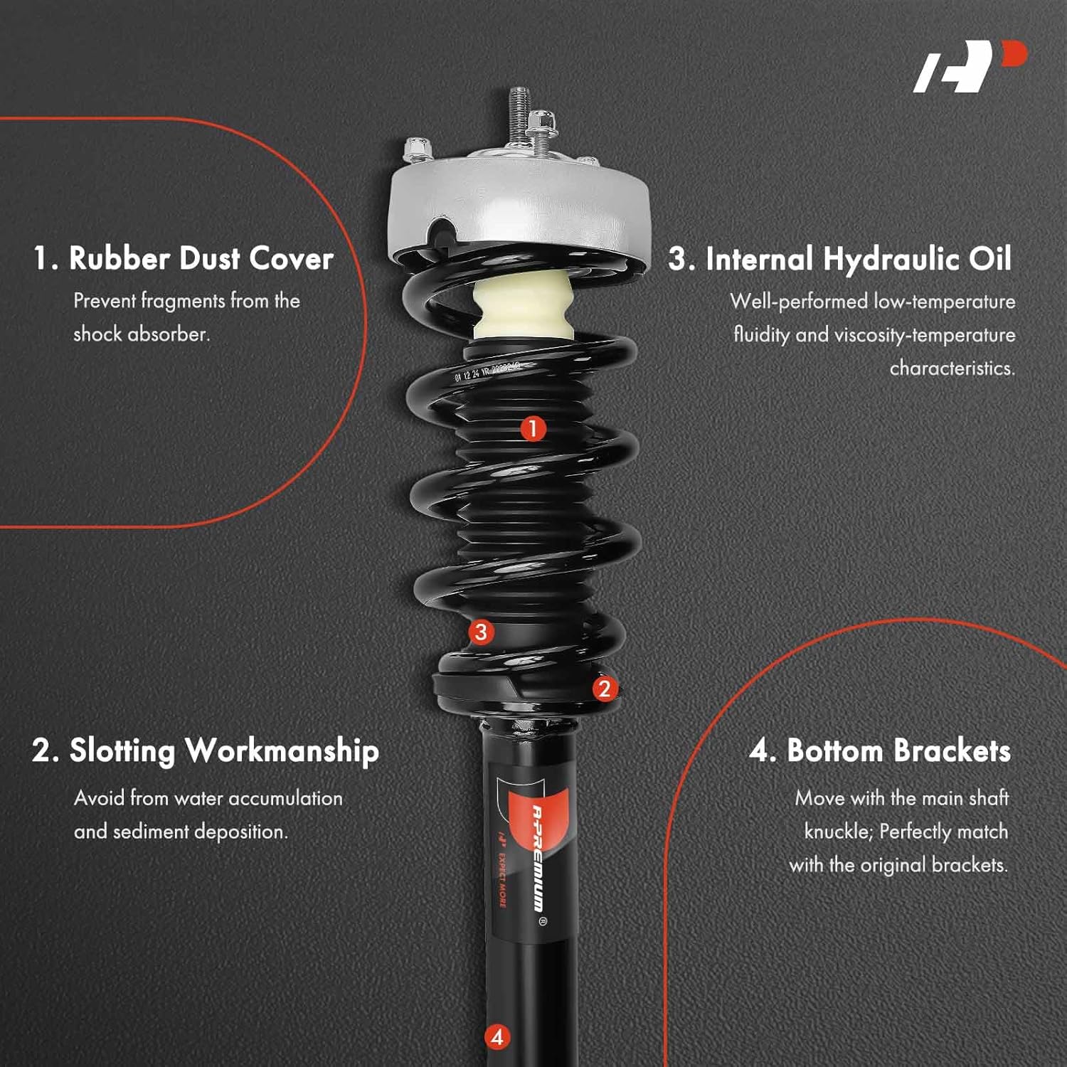 A-Premium Front Pair (2) Complete Strut and Coil Spring Assembly Compatible with BMW F15 Series X5 2014-2018, F16 Series X6 2015-2019, AWD, Driver and Passenger Side