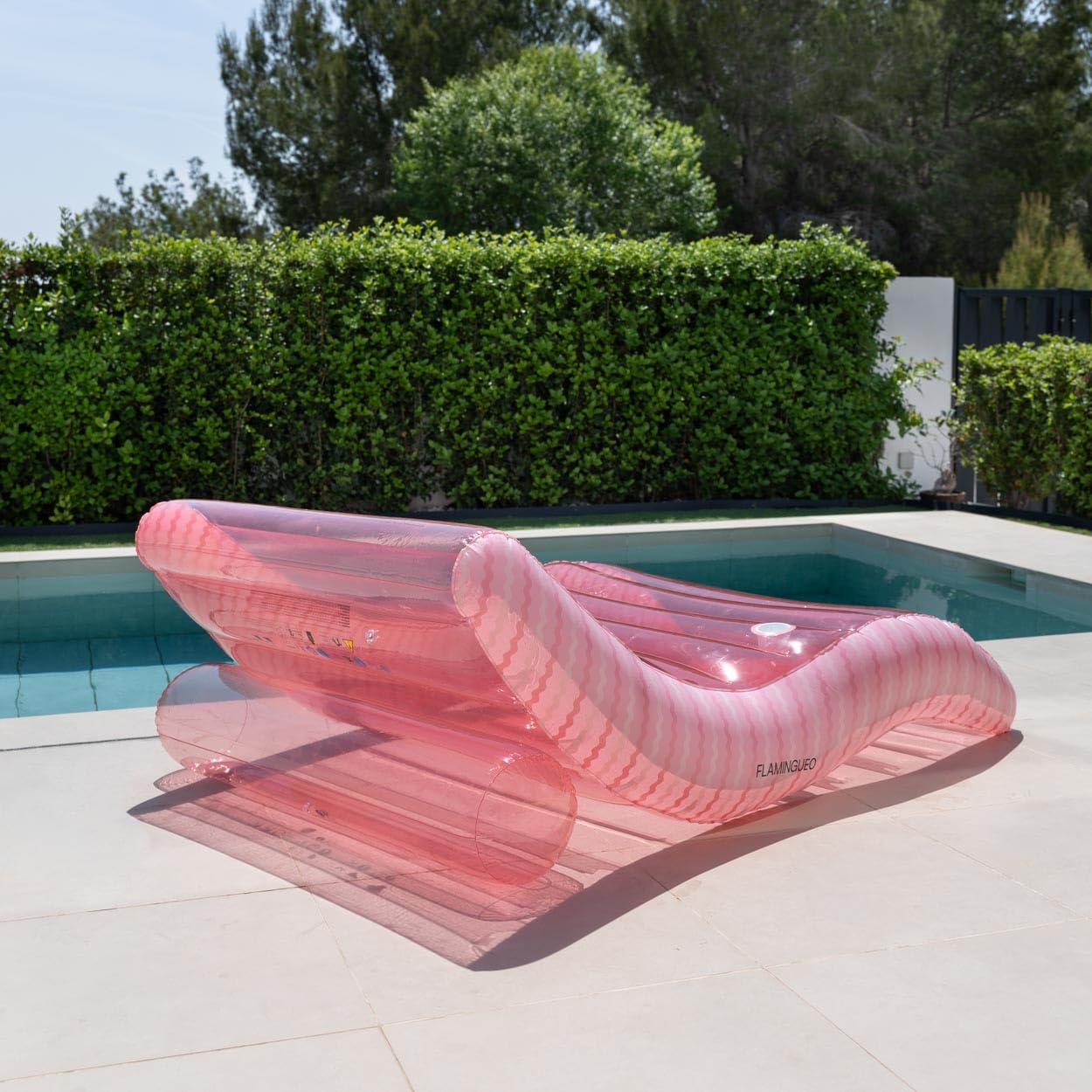 Flamingueo Wasserhängematte - Mit Cupholder - Widerstandsfähiges PVC - Design Streifen, Doppelventil