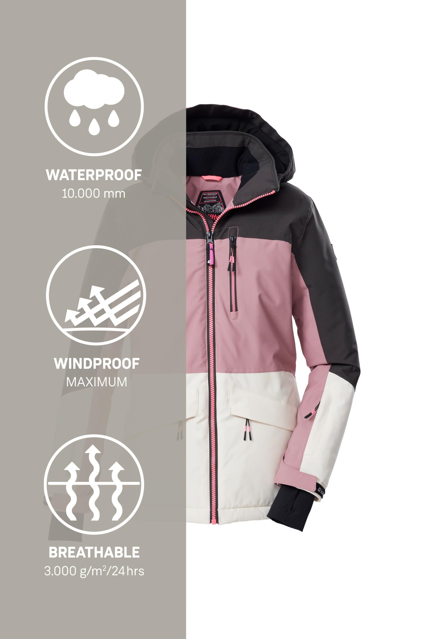 Killtec Mädchen Ksw 208 Grls Ski Jckt Skijacke/Funktionsjacke mit Kapuze und Schneefang