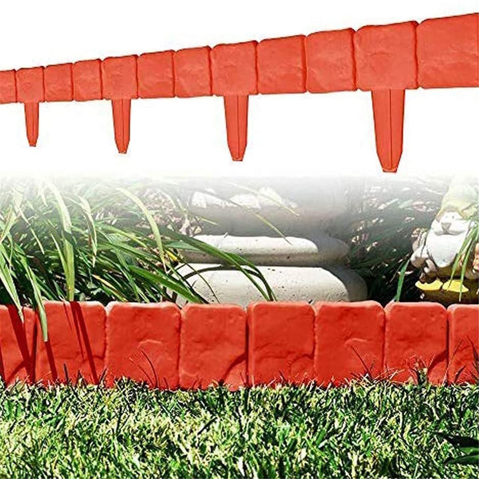 Buy Garden Plastic Fence Edging, Cobbled Stone Effect Lawn Border DIY