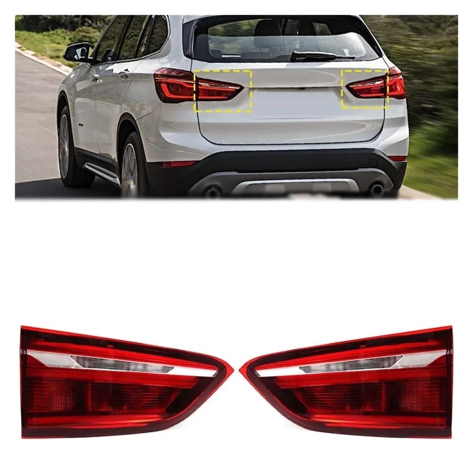 Luz Piloto Trasera Izquierda Para BMW Para X1 2016-2019 OE 63217350697 63217350698 Coche Luz Trasera LED Lámpara Advertencia Freno Conjunto Pieza Automóvil(Inside Left)
