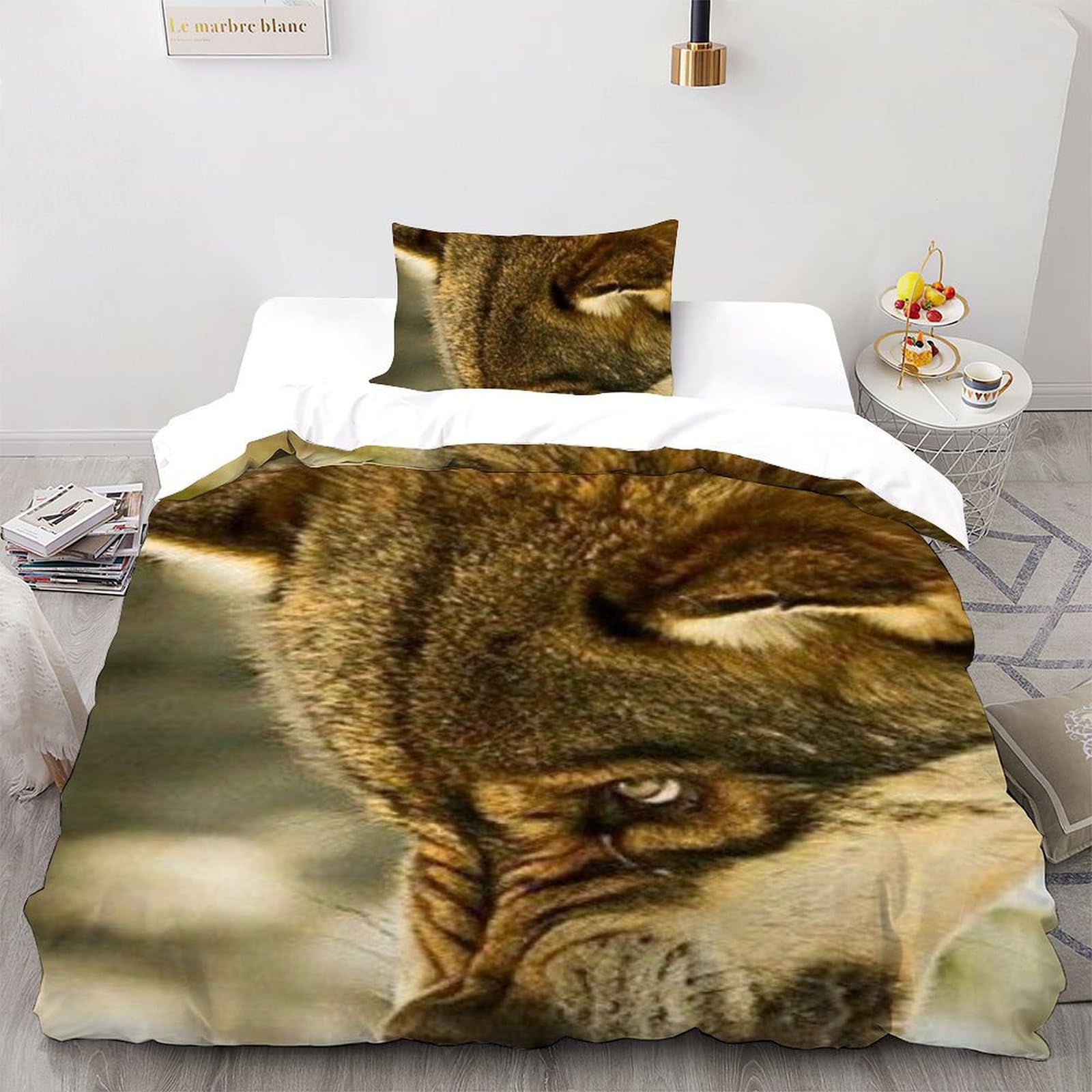 Housse de couette loup 135x200 en microfibre avec fermeture éclair pour lit simple enfant