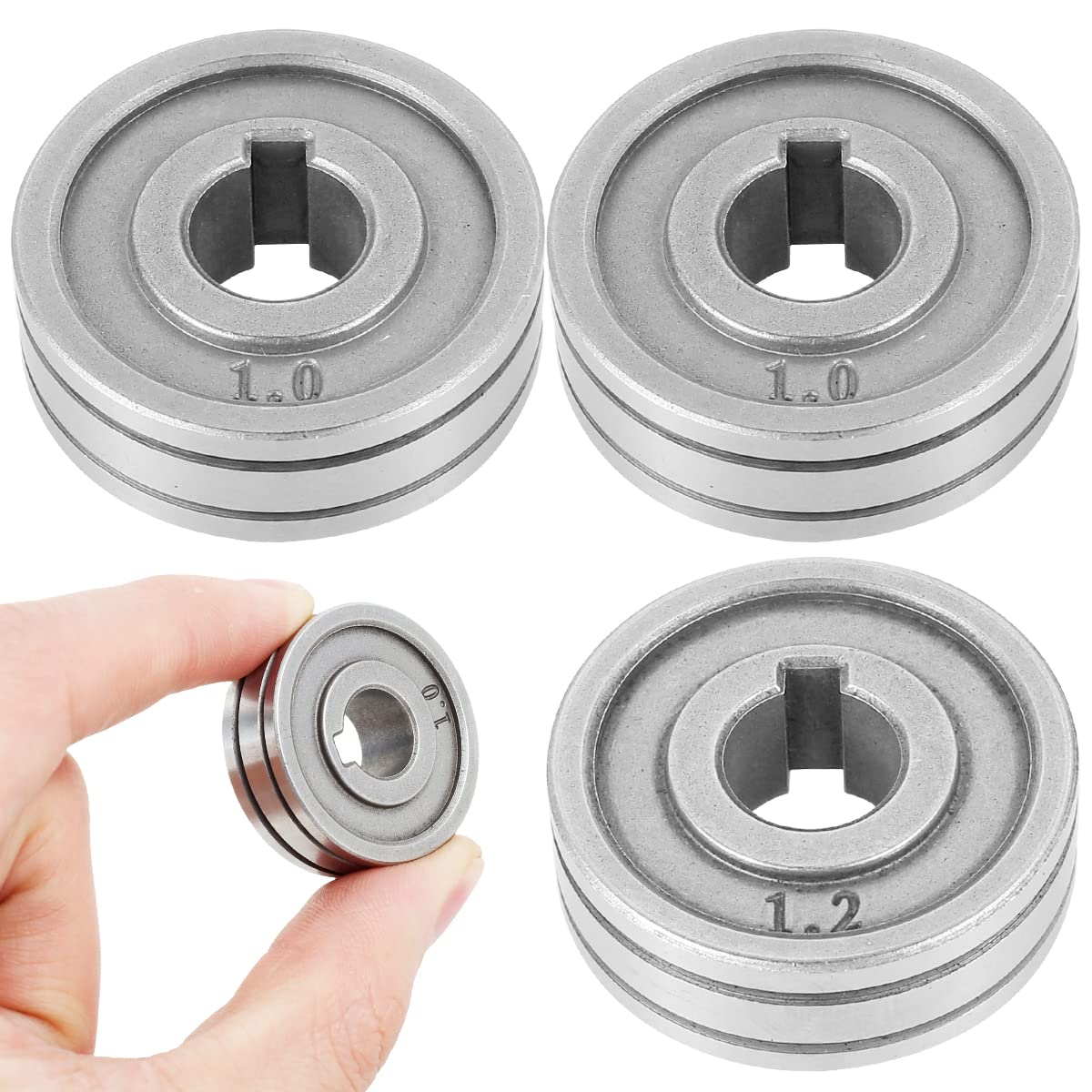 DRBIT 3Pcs 0.6-0.8mm/0.8-1.0mm/1.0-1.2mm Wire Feed Drive Rollers 30mm Diameter Knurled Groove Wire Roll Wheels Stainless Steel Welding Line Feeding Roll MIG MAG Welders Equipment Parts Zhao