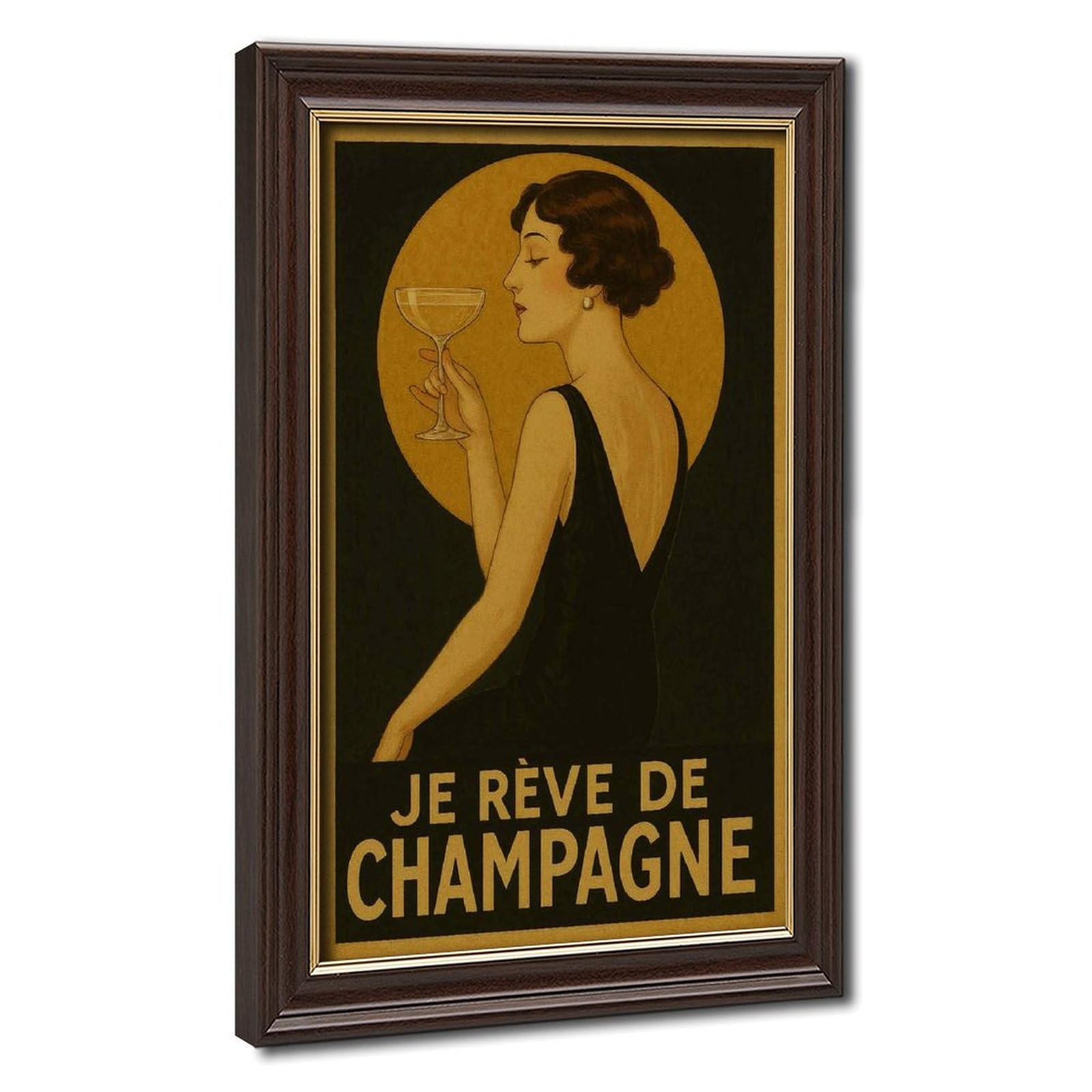 Bareronor Champagne Canvas Poster Bedroom Decor Landscape Office Room Decor Gift 24" L X 36" W