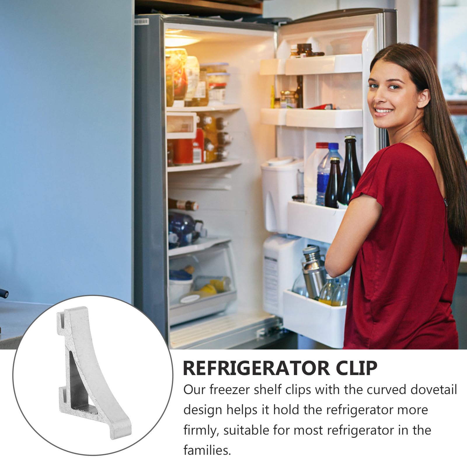 10 pezzi Clip per Mensole Frigorifero in Inox Supporti Resistenti per Scaffali Congelatore Ganci per Staffe Mensole Facili da Installare e Durevoli
