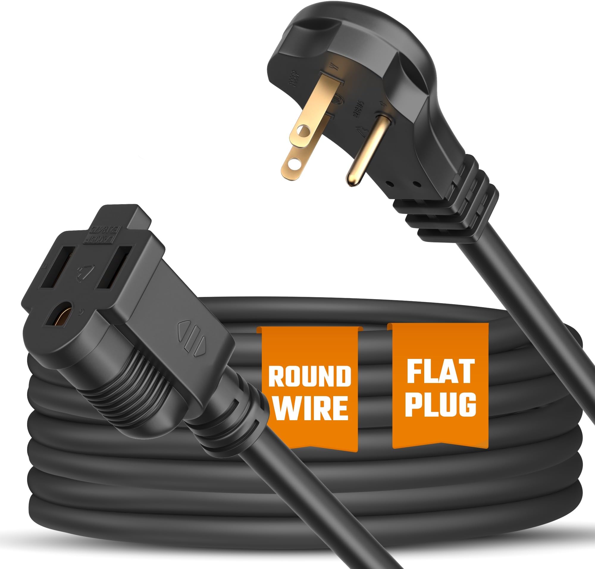 Flat Extension Cord 20 ft for Indoor & Outdoor Use by