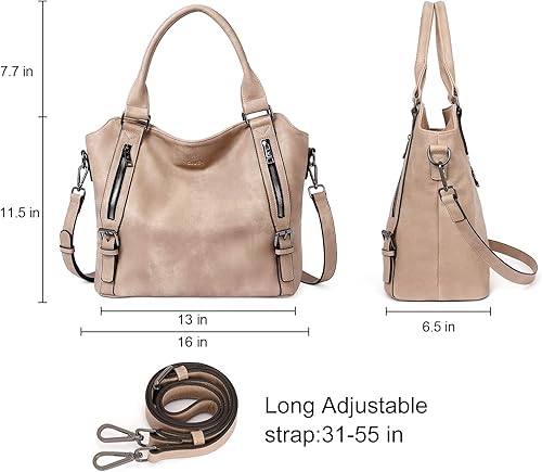 Vista 3 de CLUCI - Bolsos de cuero vegano para mujer, bolso grande y de hombro tipo hobo