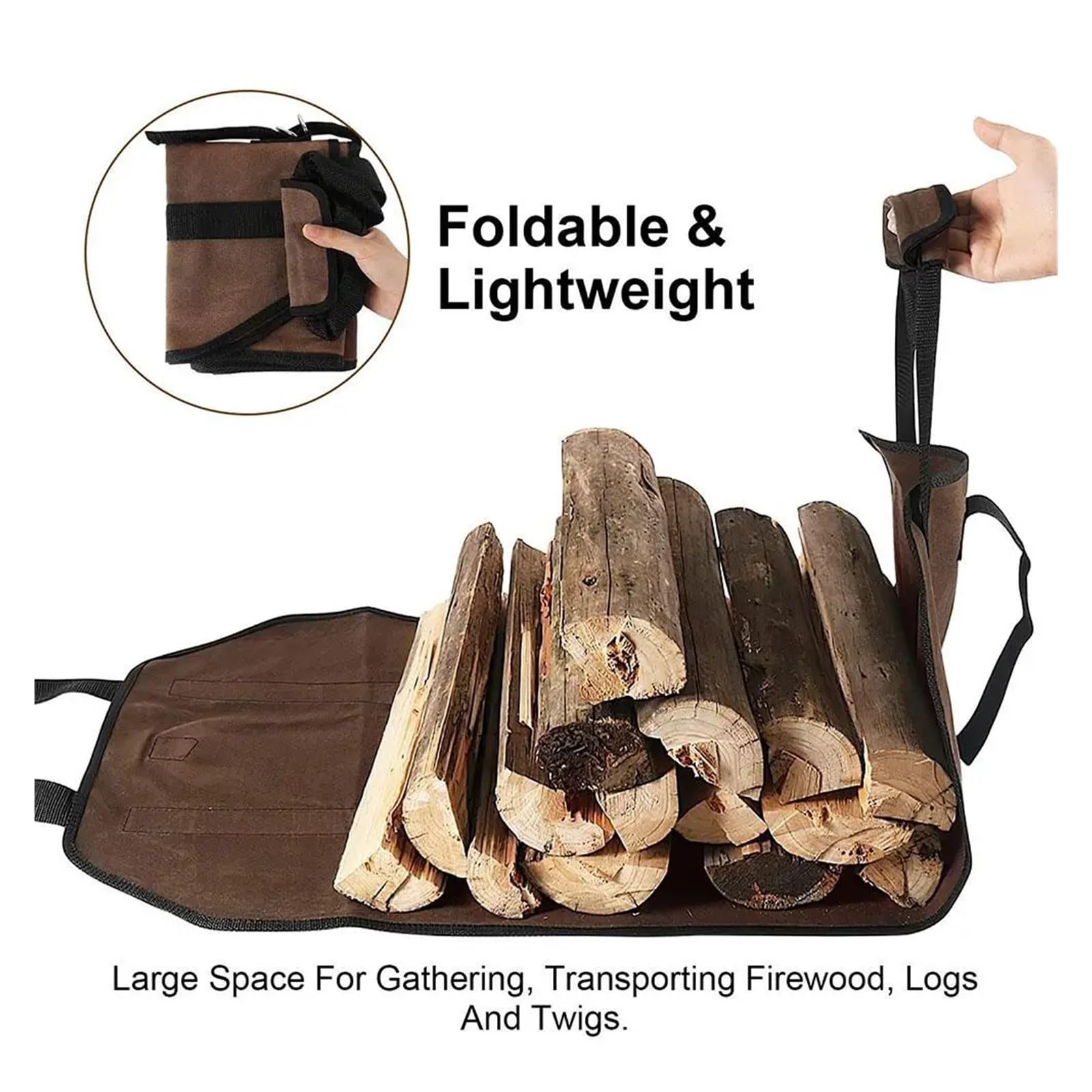 Borsa porta tronchi in legno da 2 pezzi, resistente ai graffi, impermeabile, di grande capacità, for legna ardere, for campeggio, escursionismo, camino, stoccaggio all'aperto Per Stufe(Black)