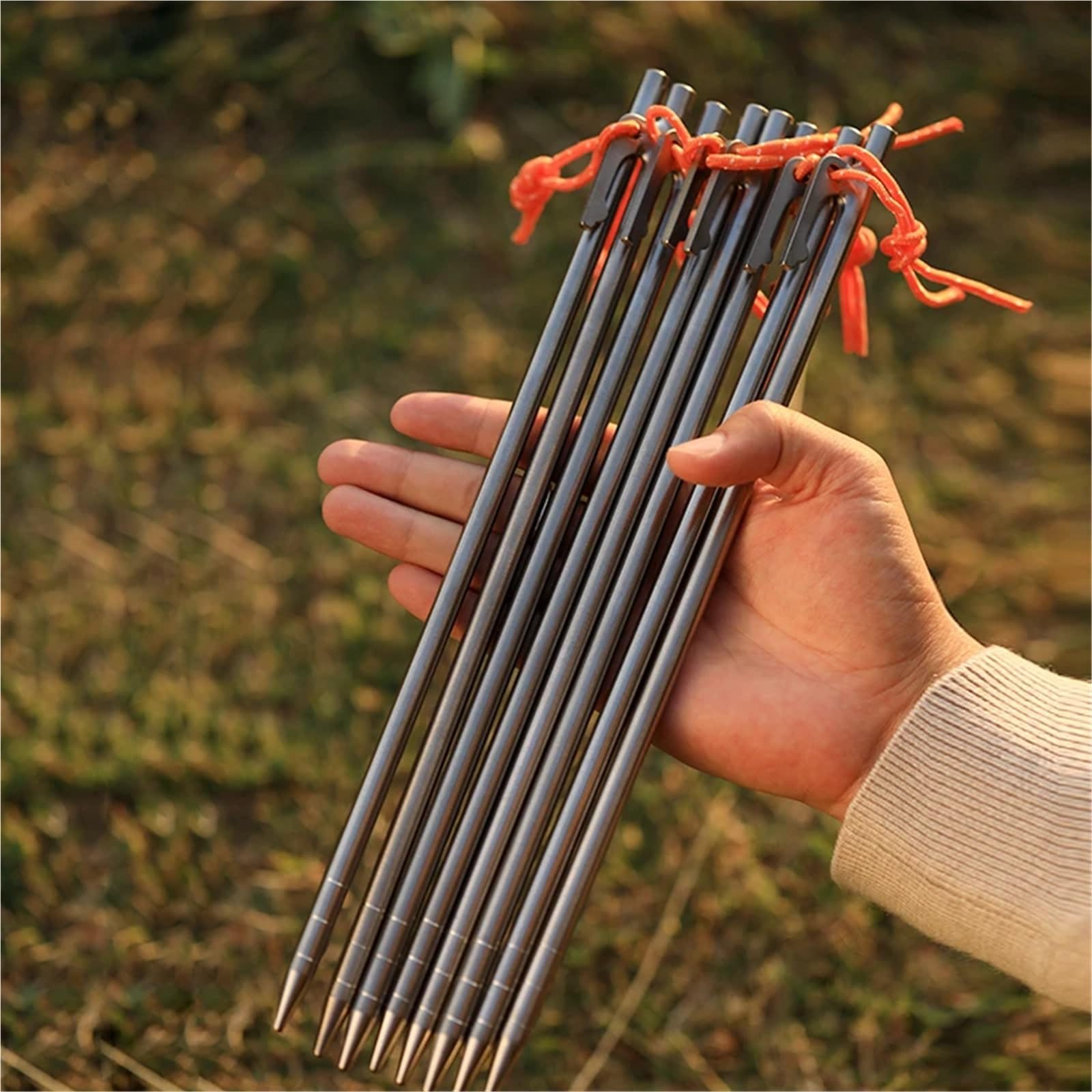 Śledzie do namiotów, 6 szt. tytanowych, wytrzymałych śledzi do namiotu, kołków kempingowego, solidnych gwoździ baldachimu, uziemiających(24cm 6pcs)