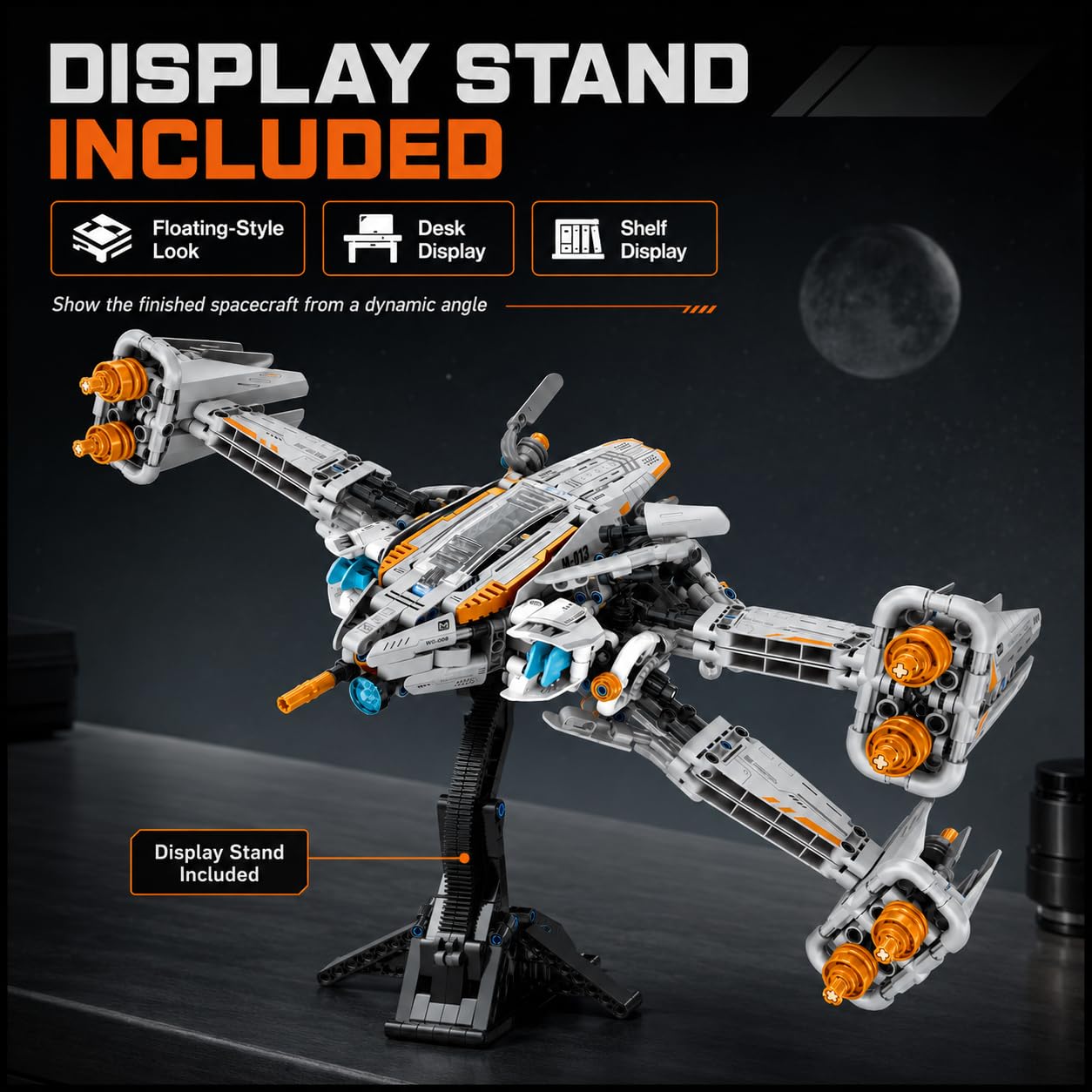 iM.Master - Nave Espacial Juguete X Warship - Bloques de Construcción Adultos Niños - Plataforma Exhibición y Transmisión Mecánica - 1018 Piezas 1:35 - Juegos Educativos Stem - Maqueta para Construir