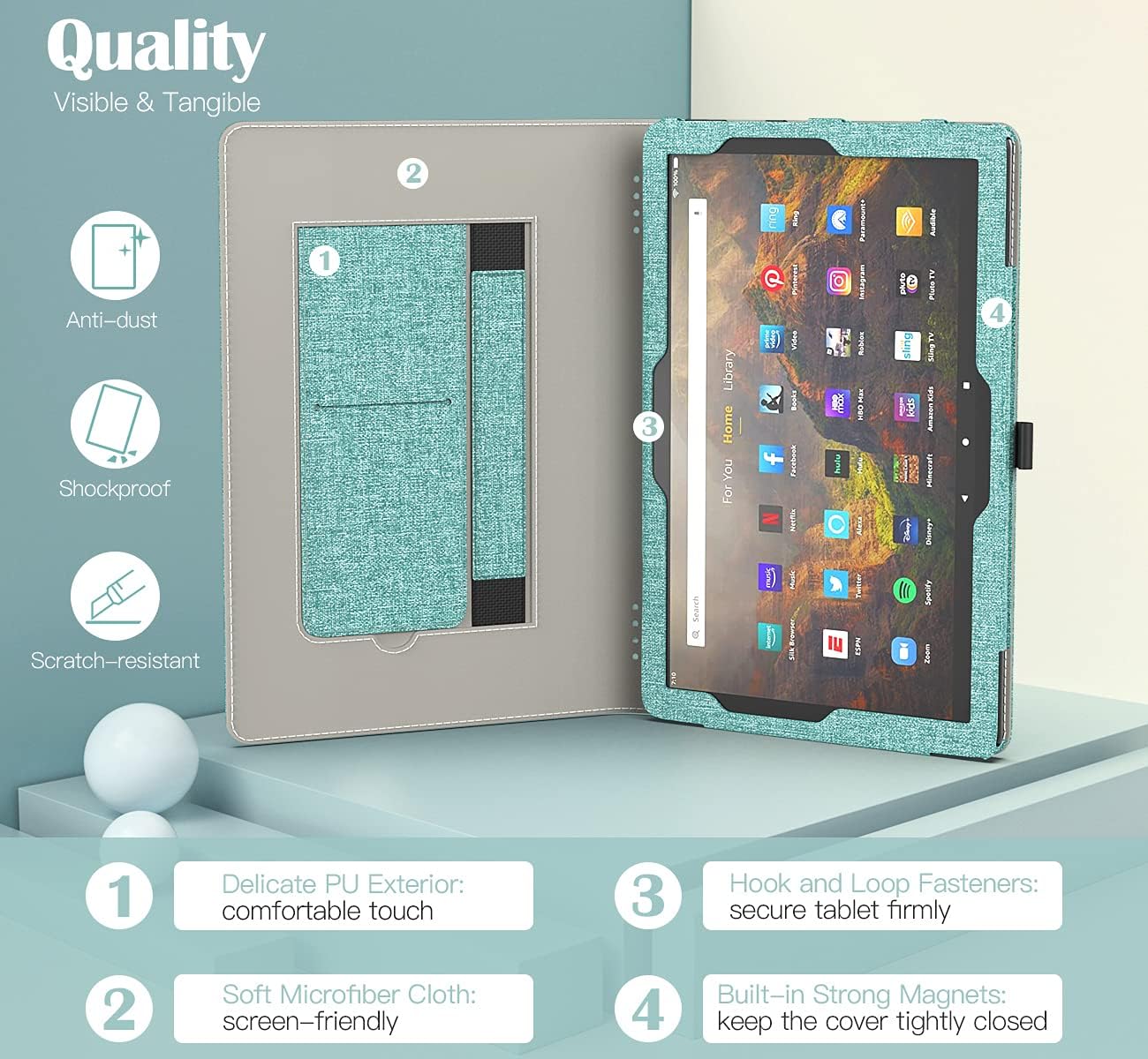 TiMOVO Case for All-New Fire HD 10 & Fire HD 10 Plus Tablet (10.1", 11th Generation, 2021 Release), Vertical Horizontal Stand Cover with Auto Wake/Sleep, Card Slot, Hand Strap, Green