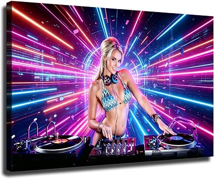 DJ Music Star Sexy Hot Girl Poster Canvas Print, Stylish and Beautiful Wall Art, Bedroom and Living Room Decoration 0812inch Unframed