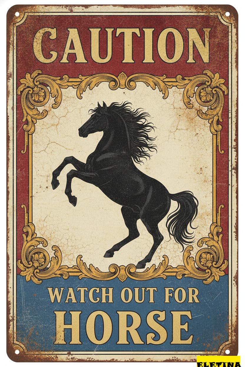 Tin Sign for Man Cave Caution Watch Out Horse You Have Been Warned Aluminum Metal Tin S Door Warning Zoo Fence Gate Yard Home Wall Decor 8x12 Inch Private Property Decorative
