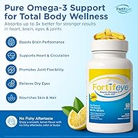 Vista 2 de Fortifeye Vitamins Aceite de pescado súper omega-3, sabor a limón, triglicérido natural, 900 EPA / 600 DHA por servicio (180 unidades)