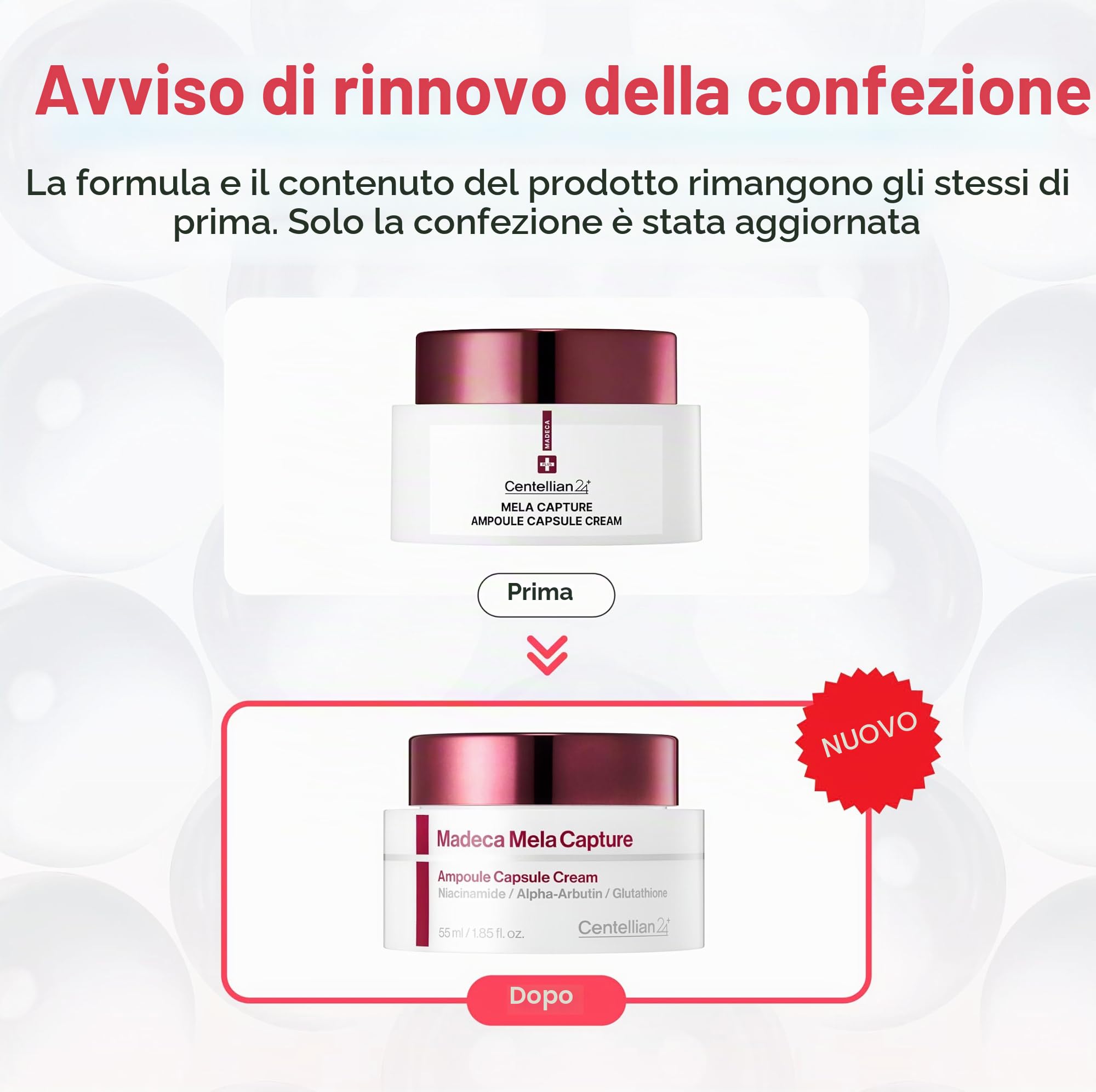 CENTELLIAN 24 Madeca Mela Capture Ampoule Capsule Cream - Crema Idratante Viso Anti-Età con Peptidi e Centella Asiatica, 55 ml