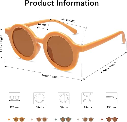 Miniatura 3 de SOJOS - Lentes de sol redondos polarizados para niños y niñas, protección ultravioleta 400 (UV400), lentes de sol para las vacaciones en la playa