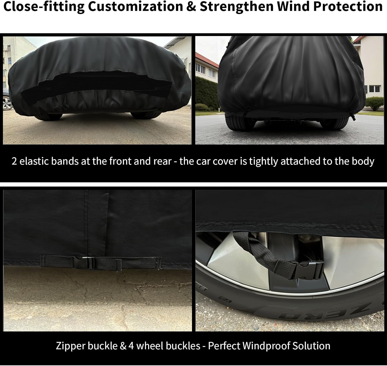 Safana Car Cover for Tesla Model Y Custom Fit Vehicle Cover [Upgrade 420D Oxford] Waterproof 7 Layers Durable Outdoor Full Car Cover Sun Rain UV Snow Protection with Charging Port Door Zipper