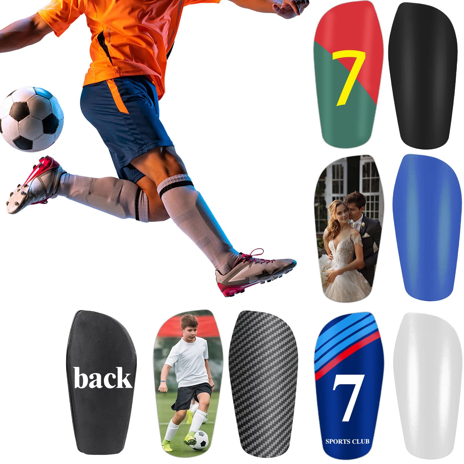 JJ GRADGOWN Personalized Shin Guards-Custom Shin Guards Football with Image/Texts, Thickened Foam Shock Absorption, Sturdy, Durable, Lightweight, Unique Gift for Adult, Athlete (Style -2)