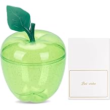 TIEYIPIN Large Green Apple Container with Blank Cards, Plastic Apple Shaped Gift Box Candy Jar, Back to School Teacher Appreciation Gift, Wedding Party Favor, Christmas Decorations Supplies