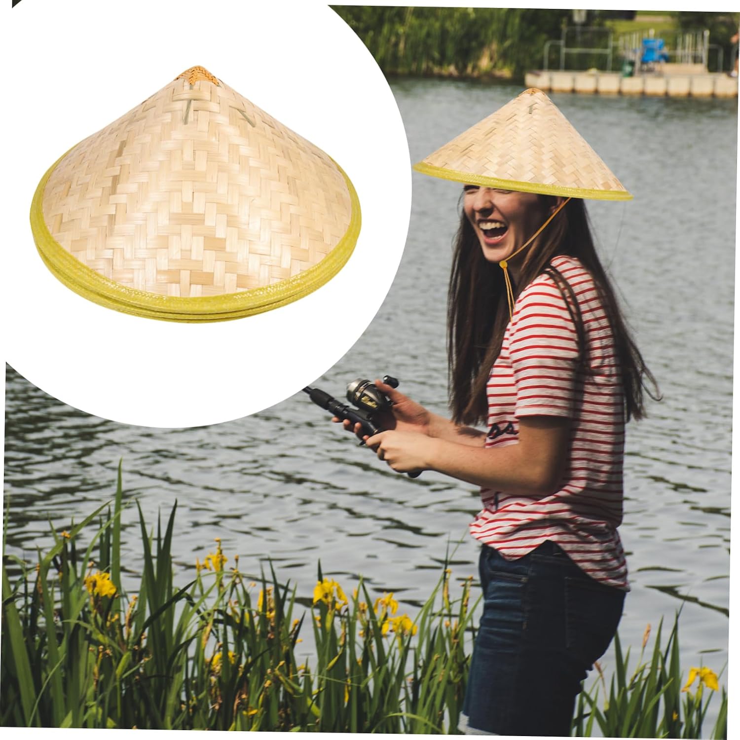 FRCOLOR 3pcs Cone Hats for Adults Traditional Chinese Straw Farm Hats Rain-Resistant Performance Props for Outdoor Activities and Events