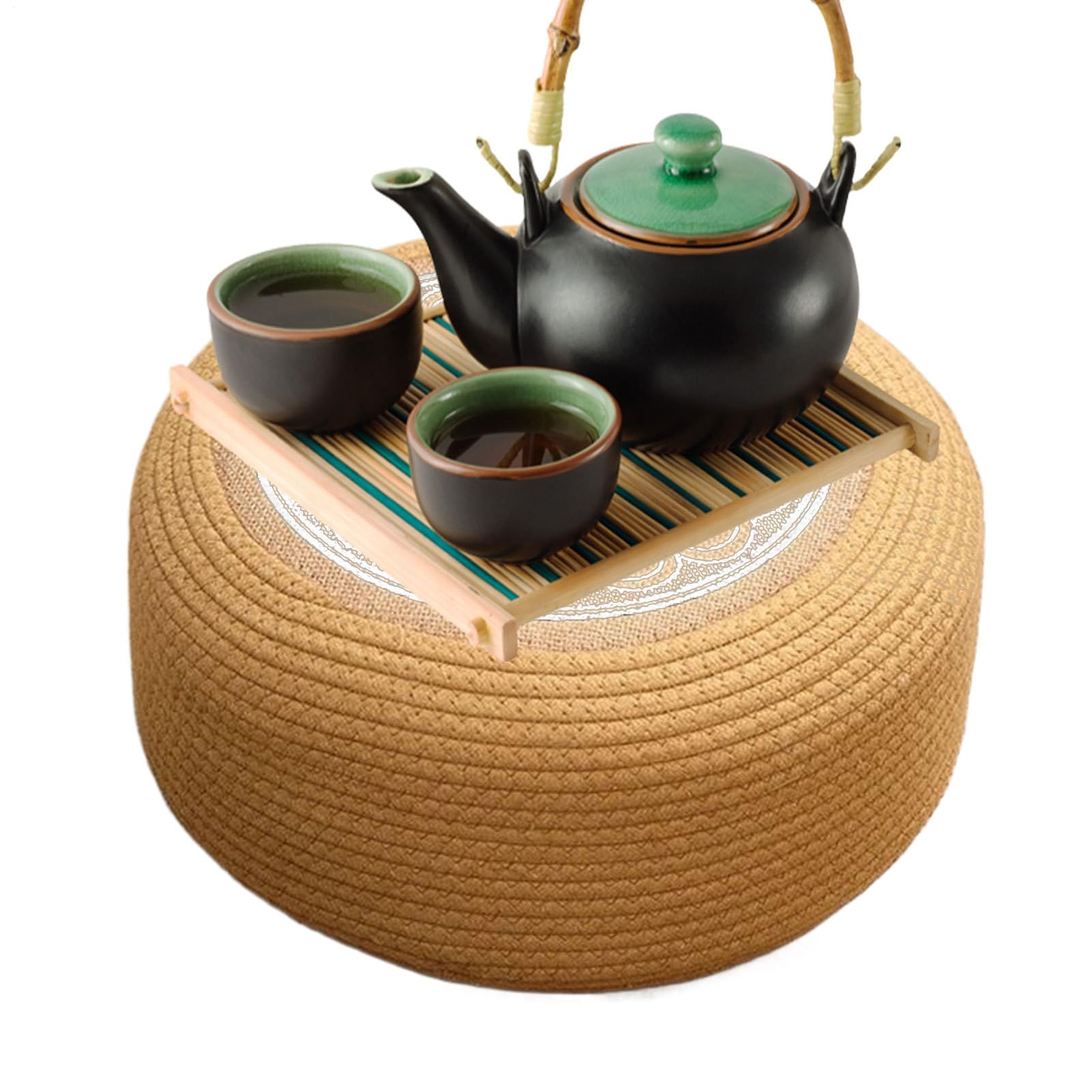 Ottomano Pouf Outdoor - Cuscino Di Patio Rotondo Intrecciato, Sedile Da Pavimento | Miglioramento Della Terrazza Da Giardino Domestico, Accento Del Portico Costiero, Mobili Comfort Del Ponte, Elemento