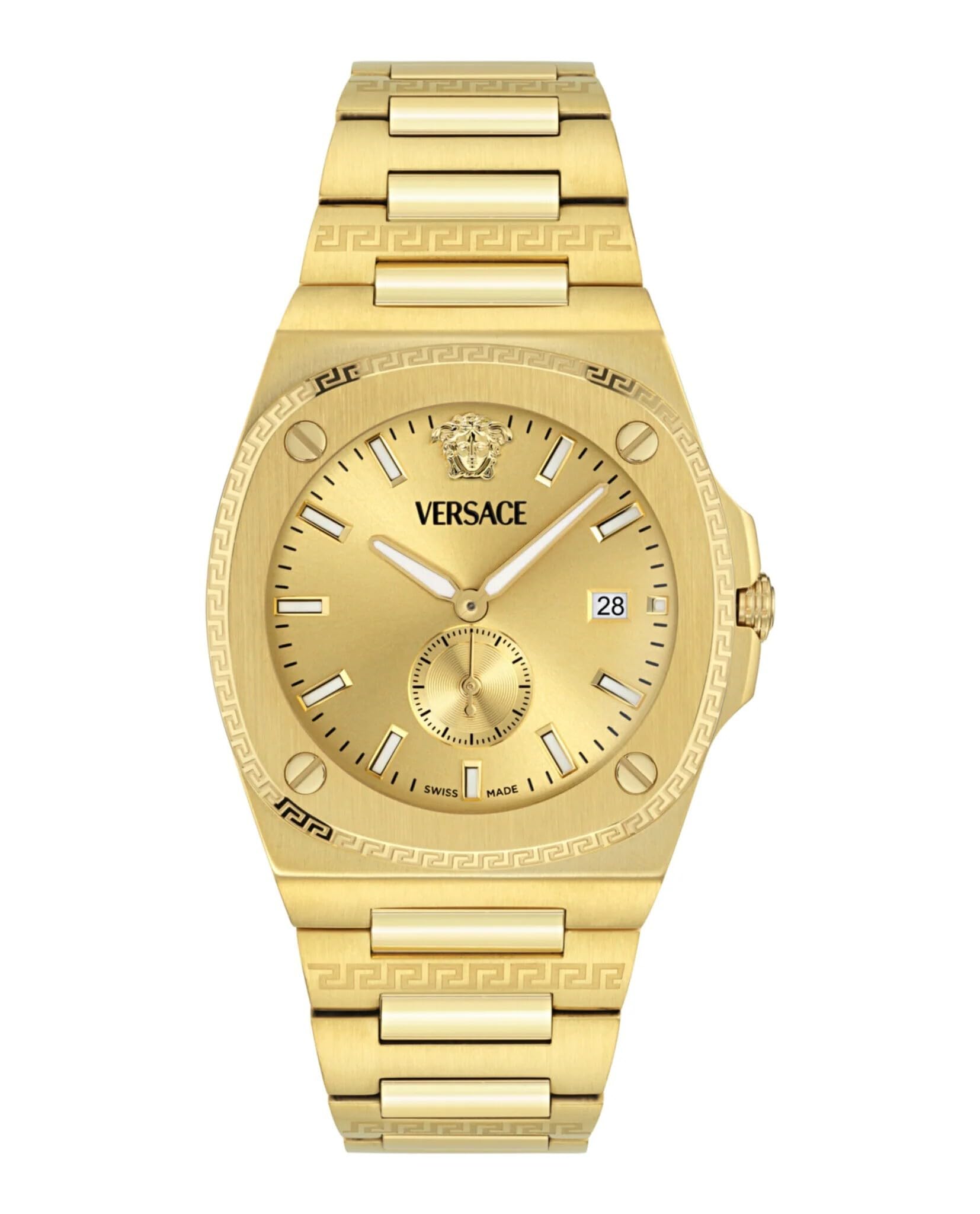 Versace Watches Unisex Gold/White Versace Women’s Slim Dive 40 Mm Silver Dial Bracelet Watch - Stainless Steel / Sapphire