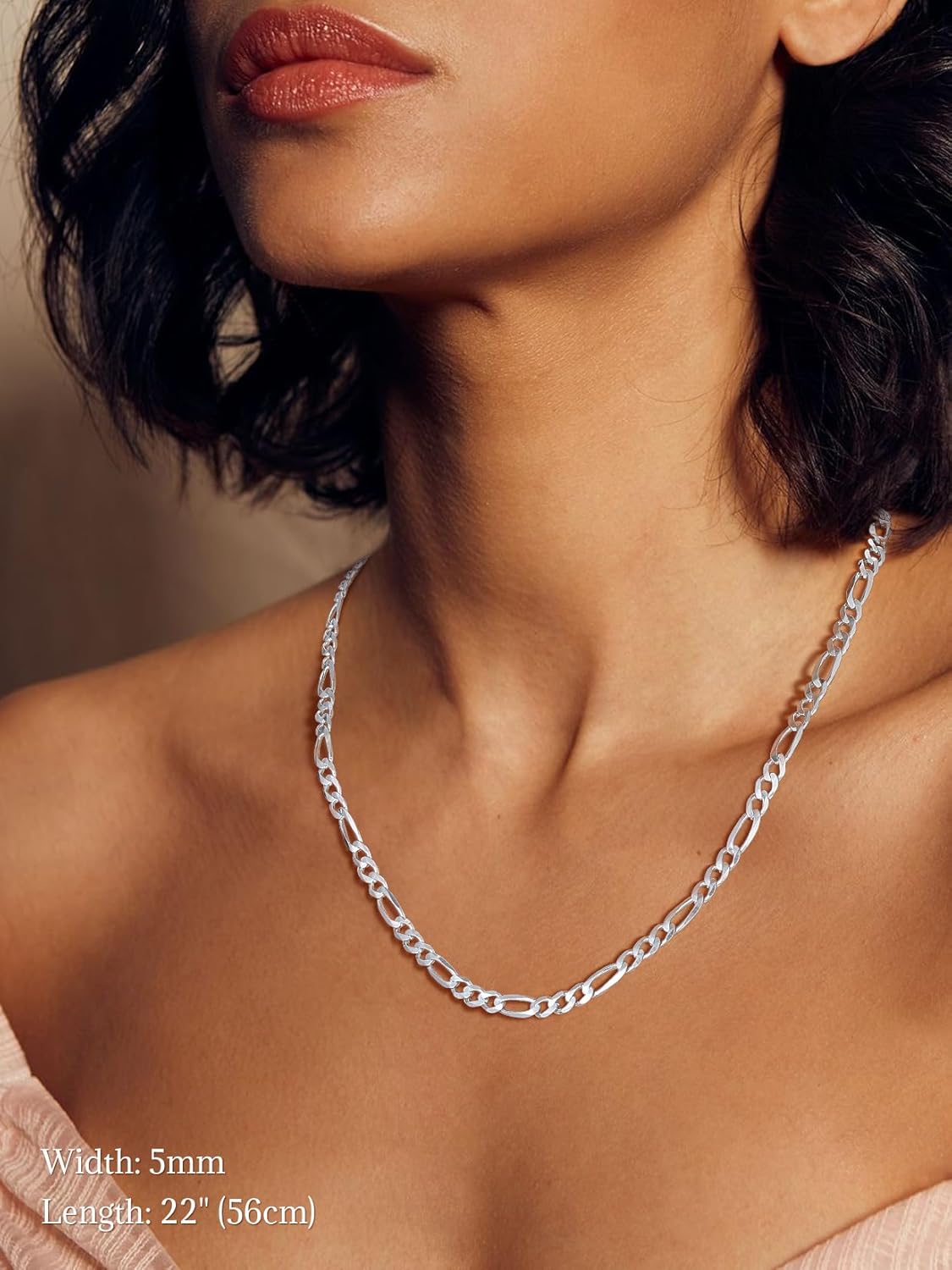 SILVERCUTE 925 Sterling Silver Figaro Chain Necklace for Men Women,3mm/5mm Mens Silver Chain Necklaces,18/20/22/24/26/28 Inch - Image 9