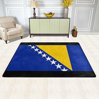 Flag of Bosnia and Herzegovina Area Rug for Living Room Bedroom - Soft Non-Slip Low Pile Washable Floor Mat, Perfect for Kitchen, Dining Room, Nursery, Office