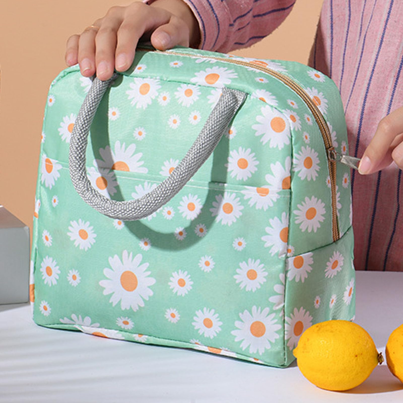 Borsa Termica Porta Pranzo 24x17x15cm | Per Lavoro E Scuola | Isolante Con Scomparto Frontale | Design Floreale
